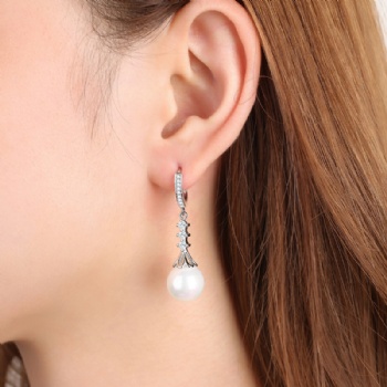 Sterling silver pearl earrings YEH096