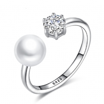 Natural pearl Sterling silver ring SR03