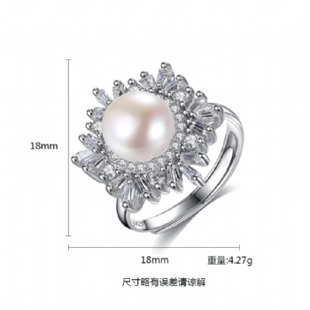 Natural pearl Sterling silver ring SR07