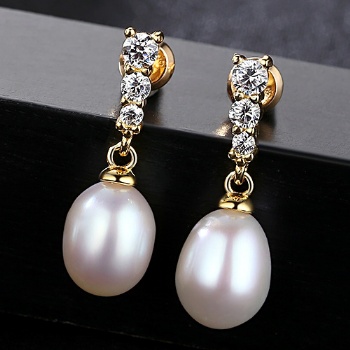 925 real pearl earrrings SE163